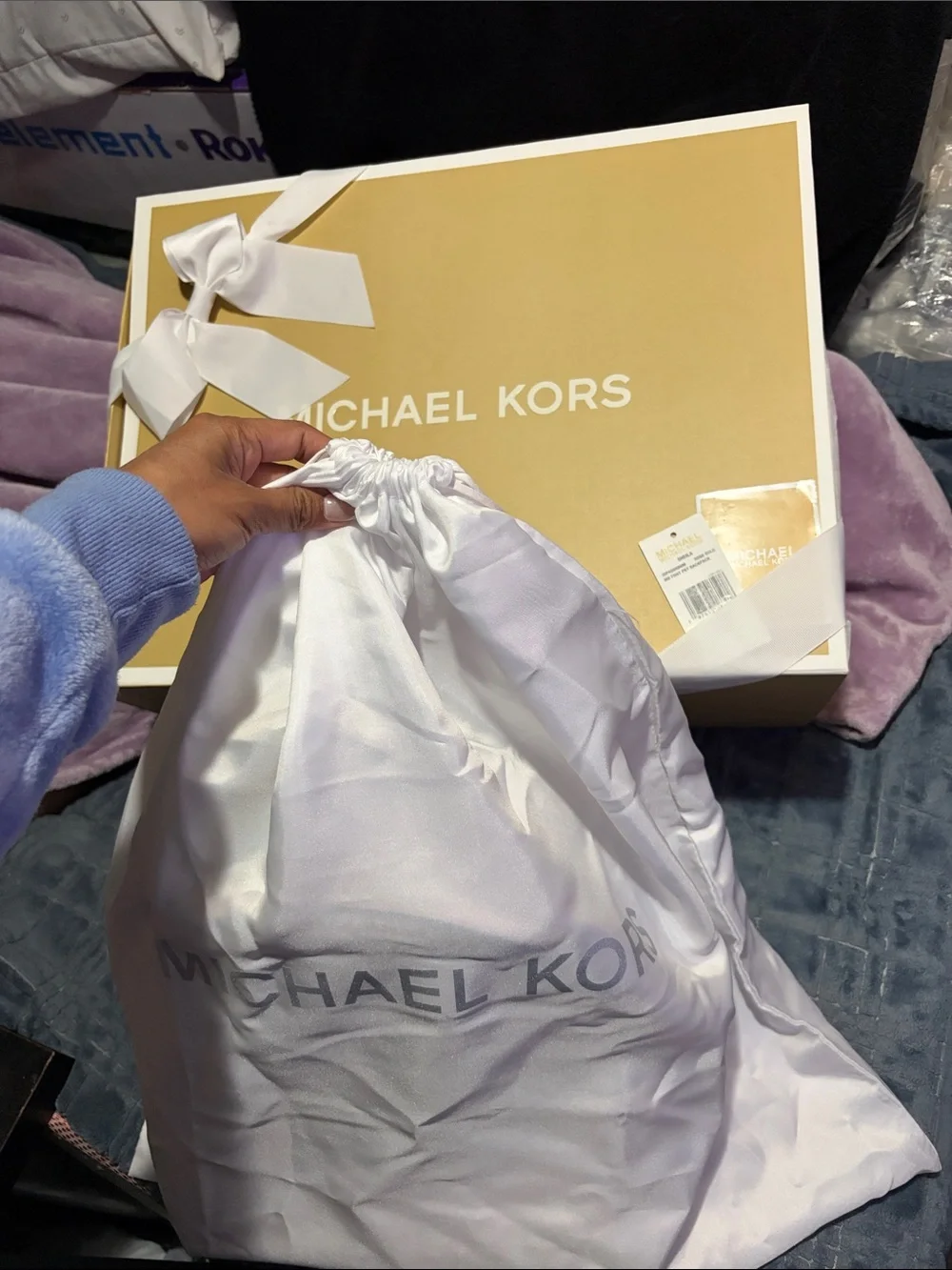 MICHAEL KORS Blush Logo Mini Backpack with Gold Hardware
